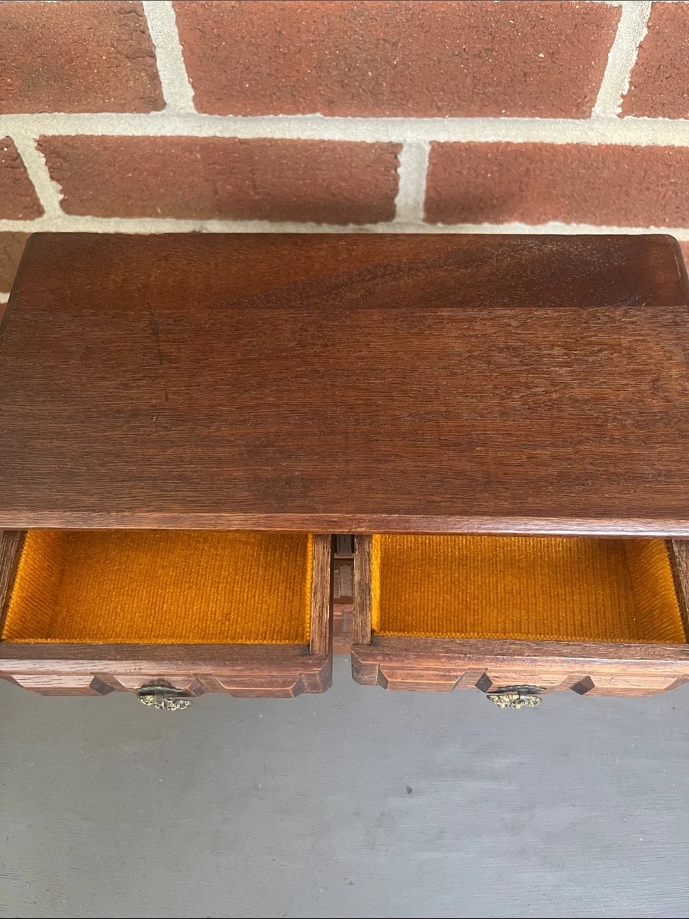 Vintage Wooden Jewelry Box with Music 4 Lined Drawers Table Top Chest Style